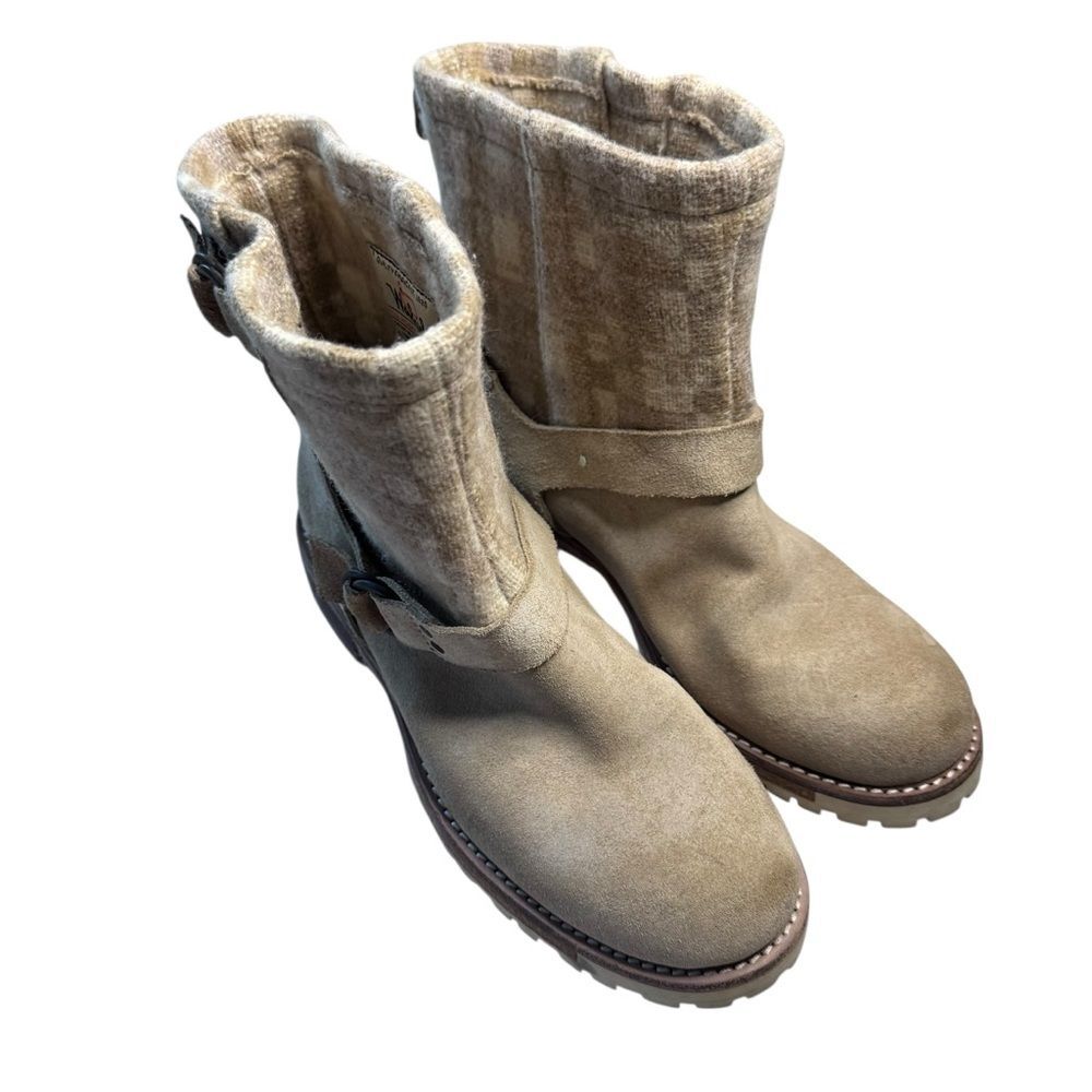 Woolrich Wool Lining Baltimore Harness Ankle Boots Tan Suede Outer Size 9